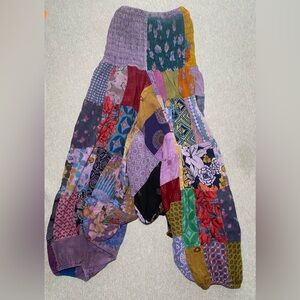 Tribe Azure Patchwork Harem Pants Cotton Fair Trade S/M Yoga Boho Festival